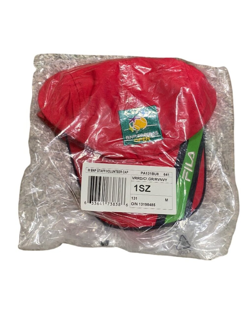BNP Paribas Open Red Volunteer Staff Cap By FILA 1SZ Polyester & Cotton Blend